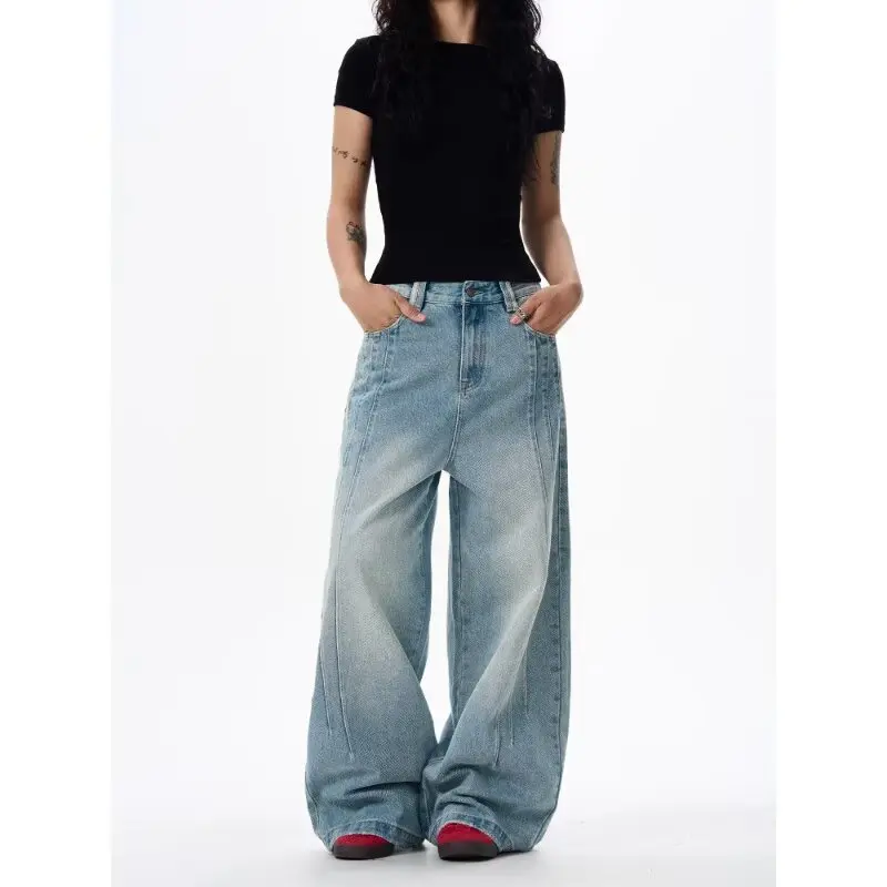 

Women's Pants Blue Autumn Vintage Classic Loose Female Jeans New Simple Button Fashion Casual Full Length Straight Women Jeans