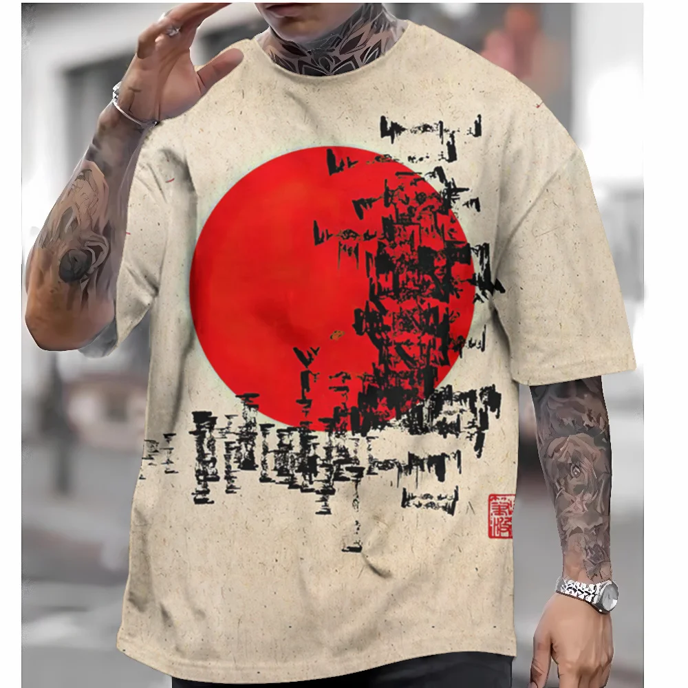 2024 New T Shirts For Mens Short Sleeve Tops Japanese Style Ukiyoe Graphic Clothing Oversized Summer Apparel Street Male T-Shirt