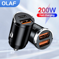 Mini 200W/100W USB Car Charger Type C fast charging car charger Cell phone charger Adapter For iPhone Samsung Huawei P40 PD+QC