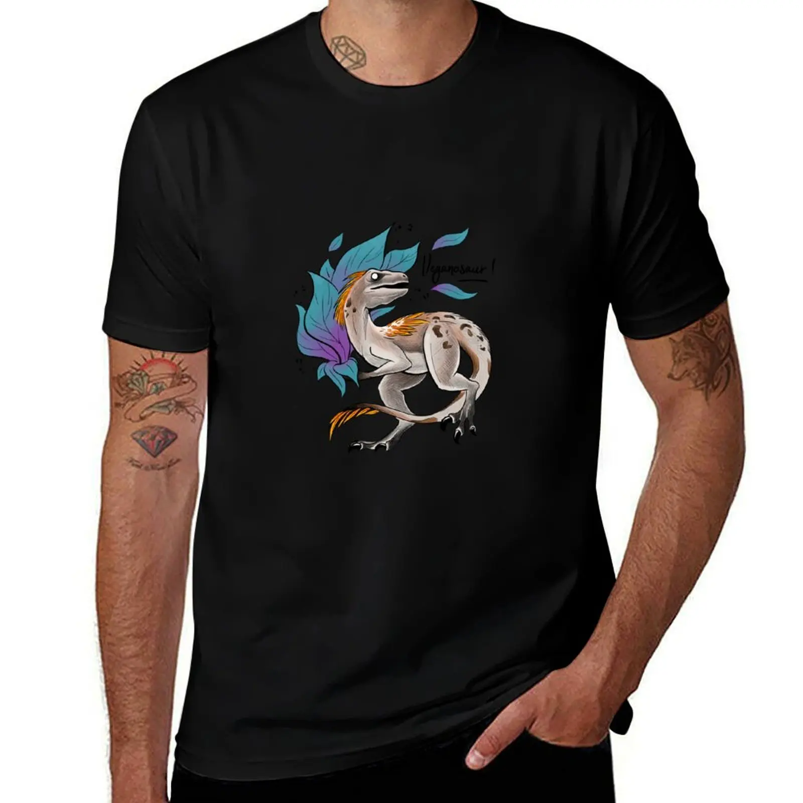 Veganosaur - Velociraptor T-Shirt Big and Tall Gym T-Shirt