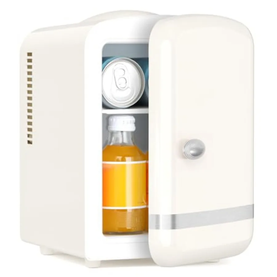 

4L/6 Cans Compact Refrigerator, Portable Mini Fridge Skin Care, Cooler and Warmer for Bedroom, Car, Office and Dorm, Small Cool