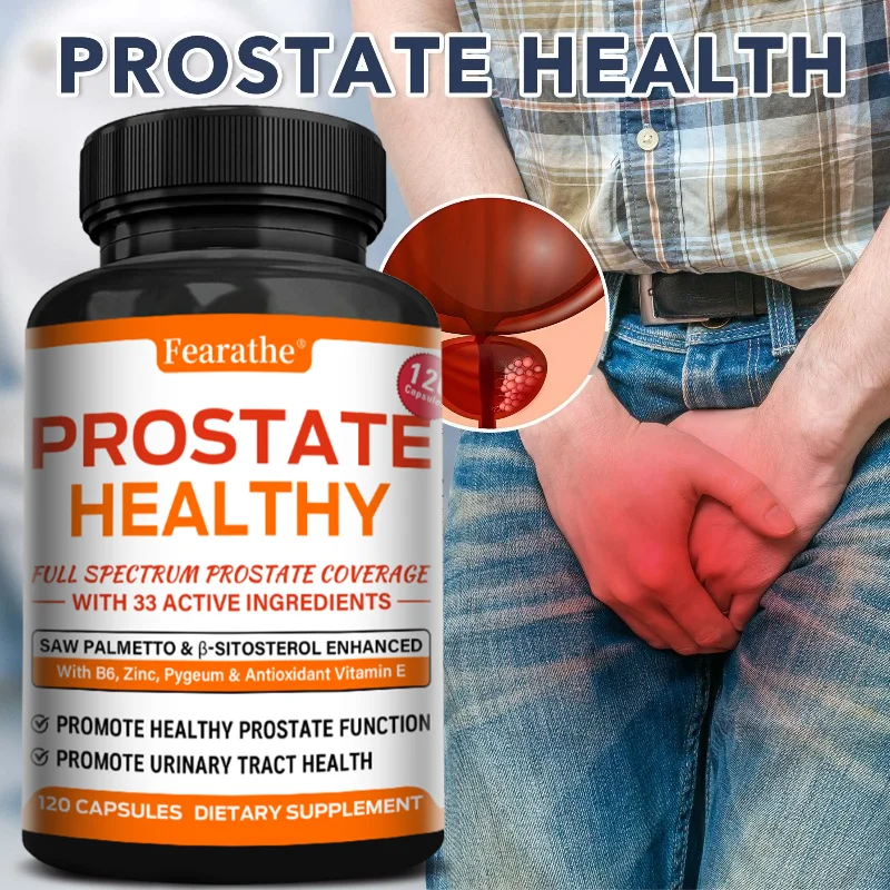 Men’s Prostate Health Capsules, Saw Palmetto & Nettle, Support Prostate & Urinary Tract Wellness, Bladder Comfort & Hair Health