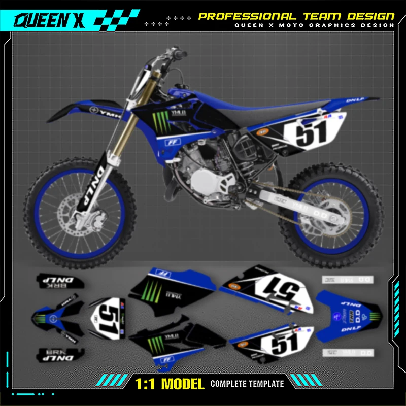 

Queen X MOTOR Cusotm Team Мотоциклетная графика Наклейки Наборы наклеек для YAMAHA YZ85 2015 2016 2017 2018 2019 2020 2021 YZ 85 004