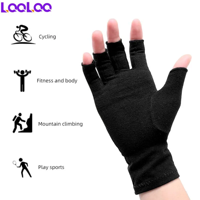 1Pair Arthritis Gloves Women Men for Basketball Football Volleyball, Fingerless Hand Thumb Compression Gloves for Pain Relief