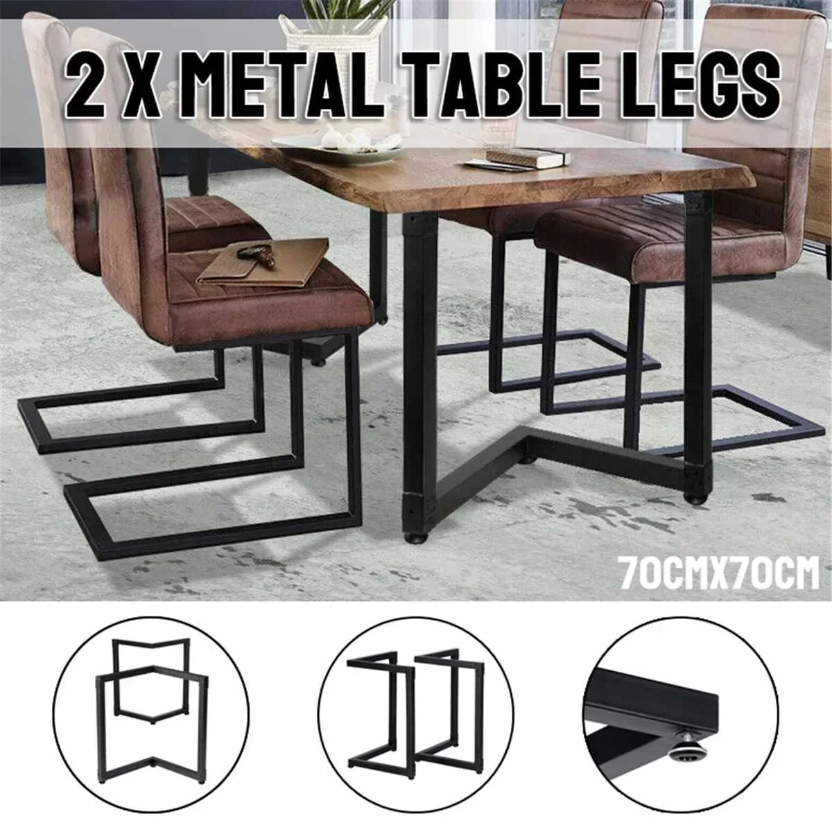 

2pcs 28inch Industrial Steel Table Legs V-Shape Frame Stand Foot Furniture Metal Desk Leg with Floor Protection Pad