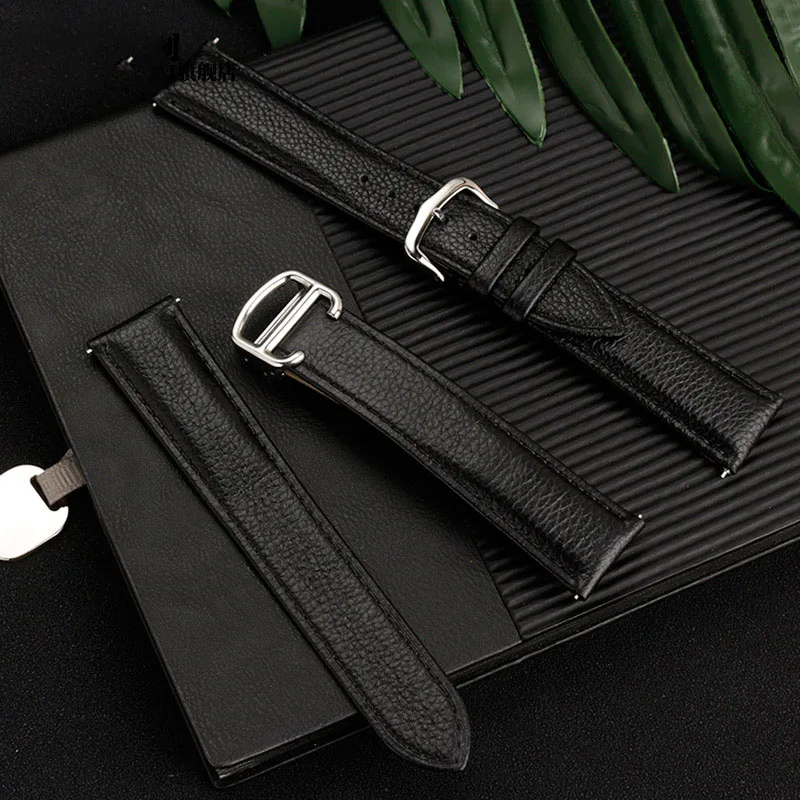 16mm 17mm 19mm 20mm 22mm 23mm For Cartier Tank Must London Solo cowhide Watch Strap Quick Disassembly Folding Pin Buckle view 3