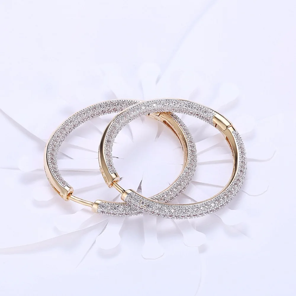 Große runde Creolen mit Aaa-Zirkonia für Damen, Schmuck, Brincos, einzigartiger, klarer Strass, 925er Sterlingsilber, edler Schmuck – Detail 4