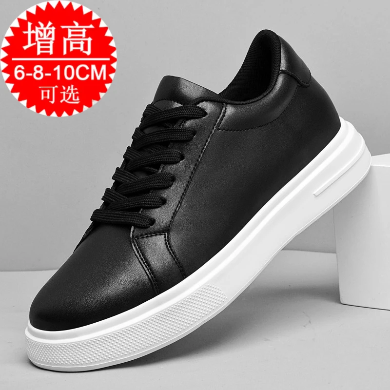 

Heightening Casual Shoes Fashion PU Leather Elevator Shoes for Men 6cm 8cm 10cm Invisible Height Increase White Sneakers Cortex