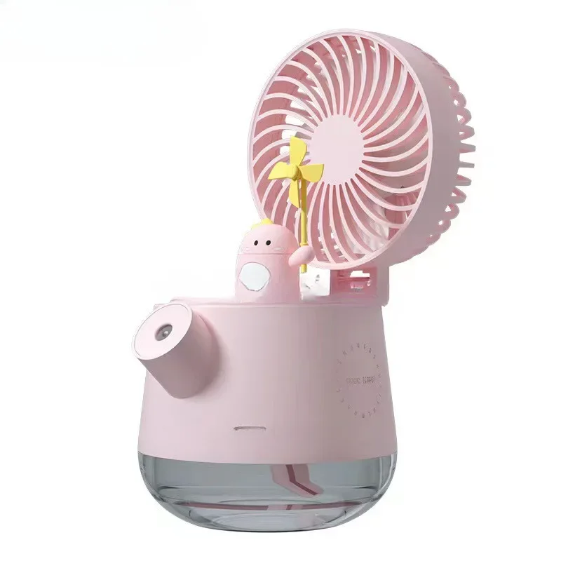 New cute pet kettle humidification fan desktop USB charging large capacity aromatherapy night light