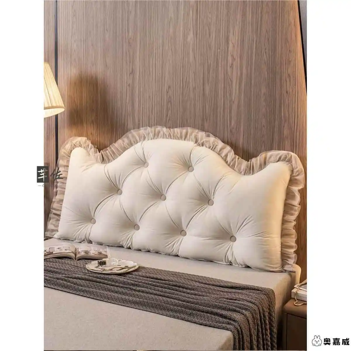Soft Covered Iron Art Bedside Pillow with Sponge Arc Universal Semi-Circular Fabric Protection for Wooden Bed Head