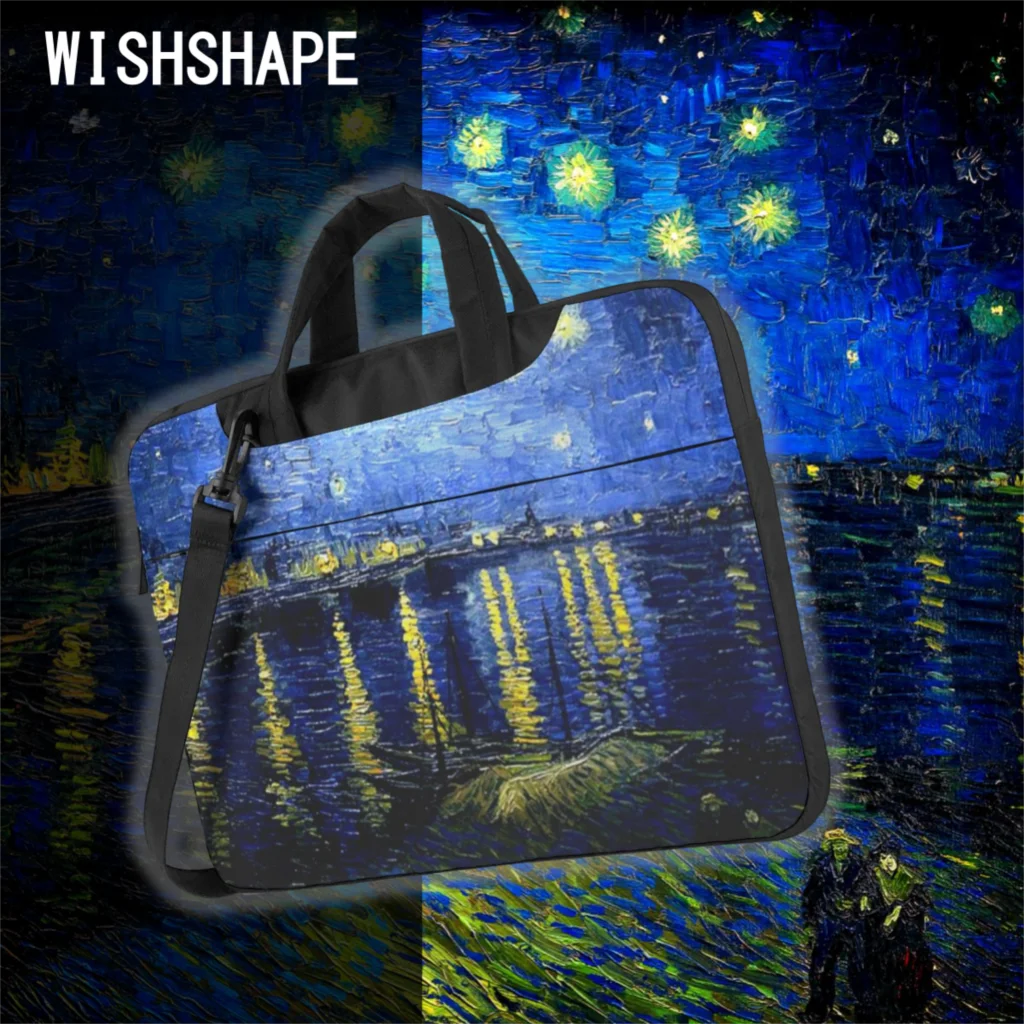 van gogh bolsa para laptop com alca bolsa protetora para computador bolsa para laptop de viagem elegante 01