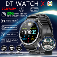 DT Watch X Smart Watch 4GB Amoled Screen Video Music Player Local Album U Disk 3D UI AOD Mode Smartwatch Men Women Wristwatch