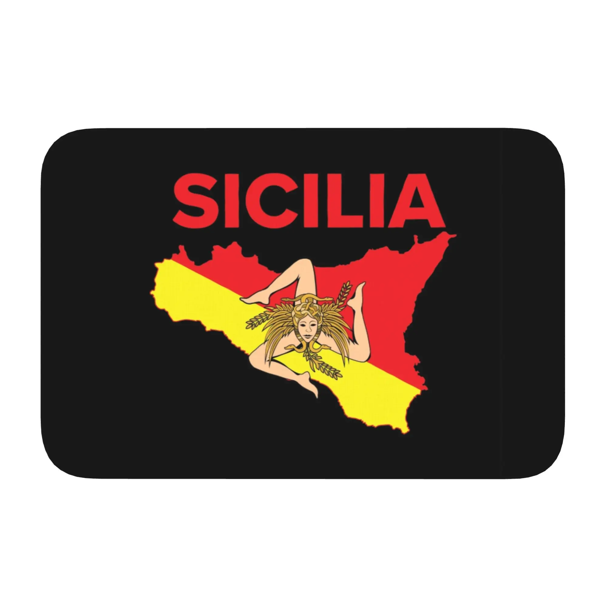 Map of Sicily Trinacria Door Floor Bathroom Kitchen Mats Anti-Slip Outdoor Sicilian Pride Doormat Garden Entrance Rug Carpet