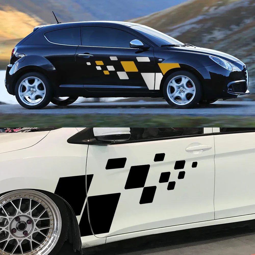 

For Alfa Romeo Mito 2PCS Car Door Side Sport Style Stickers Vinyl Film Decor Decals Kit Auto External Tuning Accessories