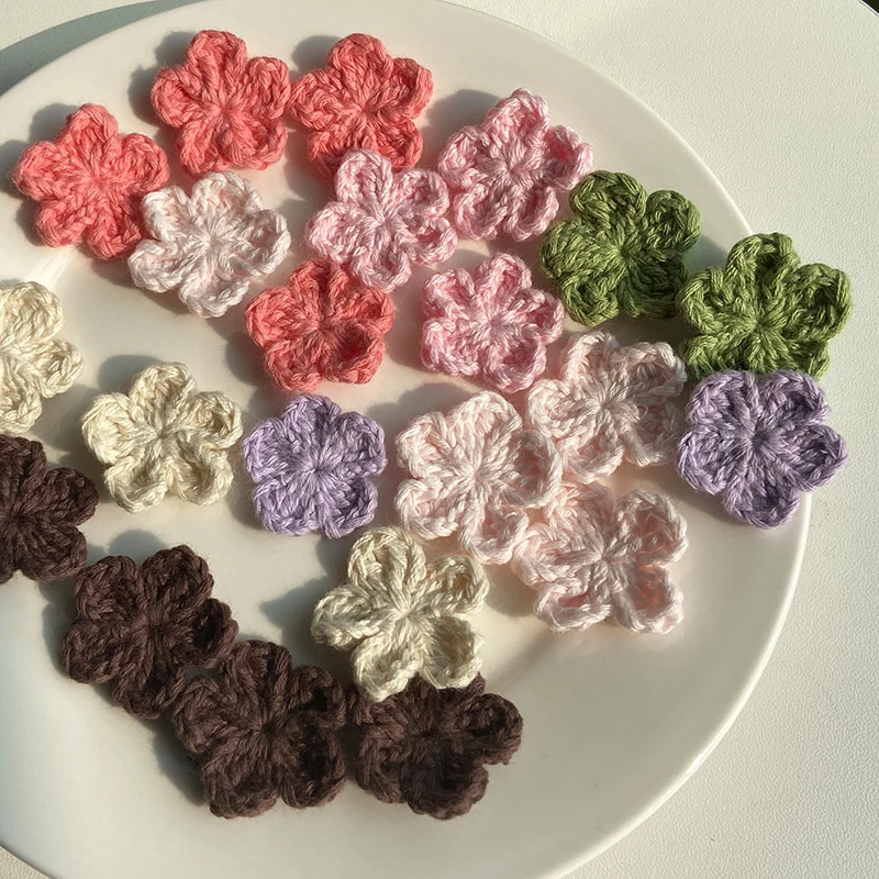 3CM Cotton Flower Hand-knitted Colorful 22 Colors Manual Clothing Jewelry Accessory DIY Decor Scrapbook Apparel Sewing