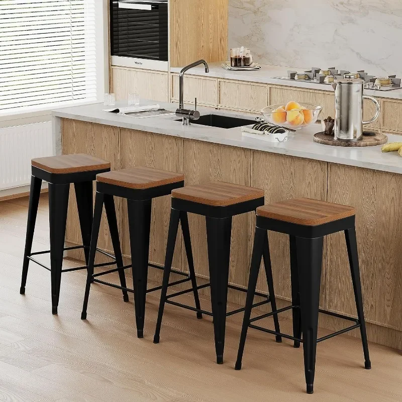 Bar Stools Set of 4 Metal Bar Stool Counter Height Bar Stools 26\