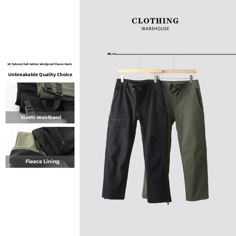 

Outdoor Men's Fce Lined Thiened Soft ell Casual Pants 3D Tailoring Not Puffy Faionable Ci Sle Polyester Fiber