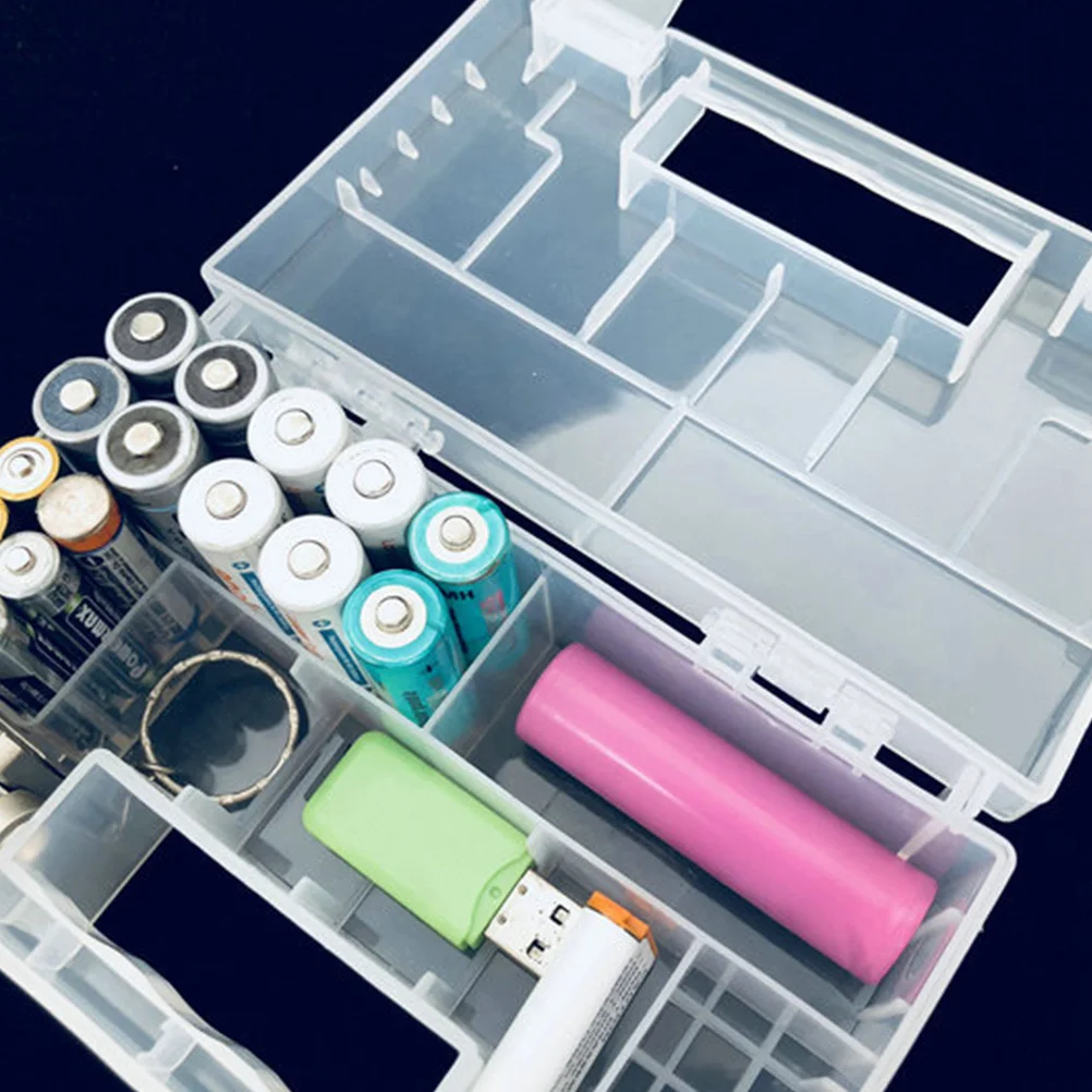 

Storage Box Transparent Plastic Multifunctional Organizer 18650 Holder Prevent Short Circuit Drain