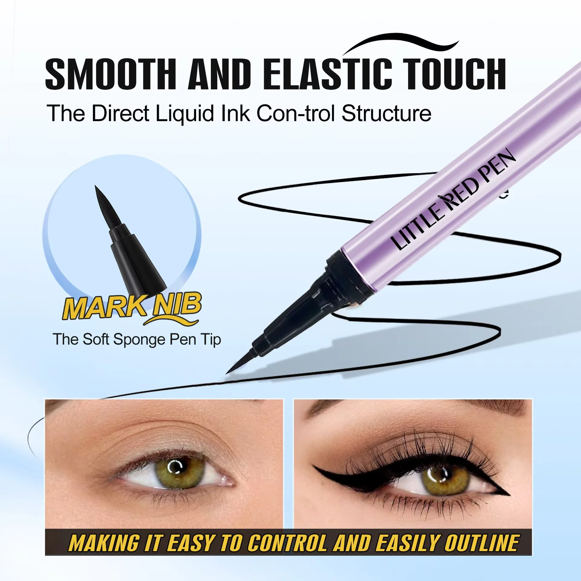 Cute Cat Ear Liquid Eyeliner Pen Waterproof Sweatproof No Smudge Fine Tip Eye Liner for Beginners Easy Draw Makeup Cosmetics