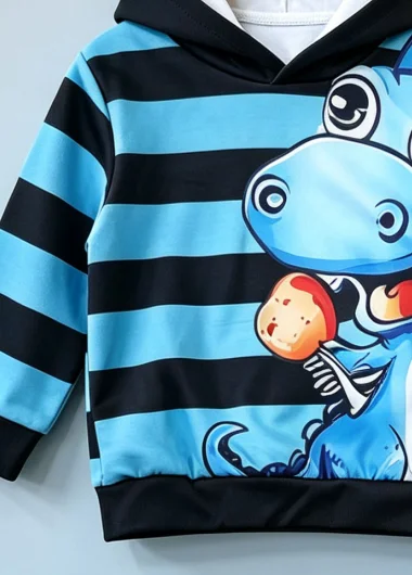 Toddler Boys Dinosaur Clothes Set Cartoon Striped Hoodie and Pants 2Pcs Kids Fashion Tracksuit Autumn Winter Casual Children Out