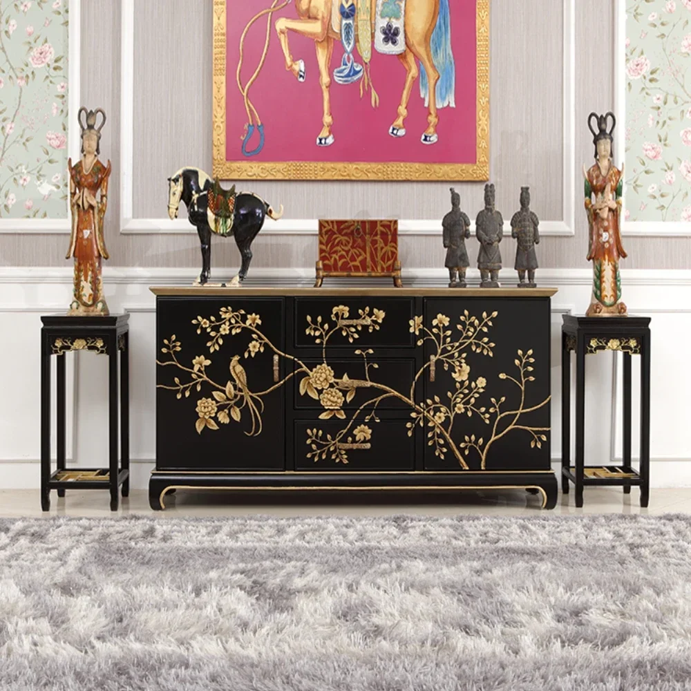 

Французский ретро китайский стиль, окрашенный черным золотом, 1,8 м, большая мебель для дверного проема в фойе