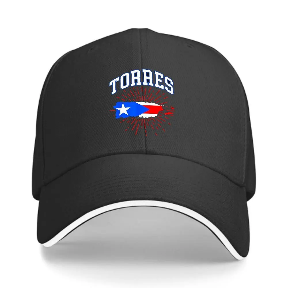 One, Sandwich Jar Cap HAT Minimalist Torres Family Puerto Rican Flag Blue And Red Patriotic Bold Casual Personality Hip Hop Hat