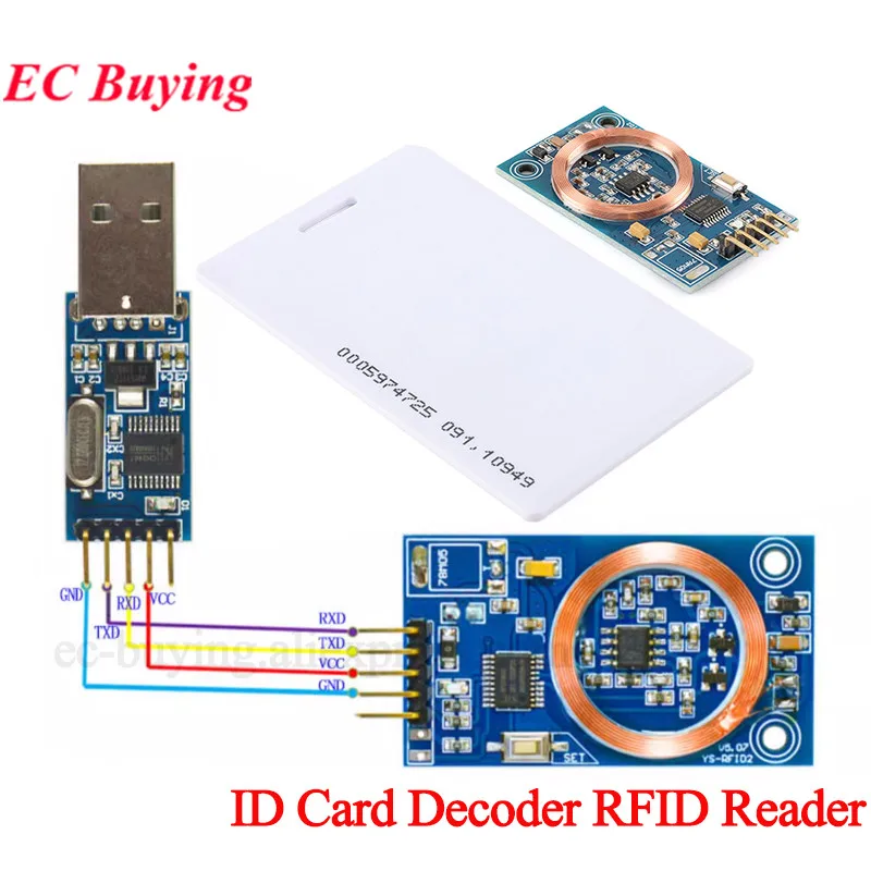 Moduł dekodujący karty ID, czytnik RFID, odczyt RFID 125KHz TK4100 EM4200, płytka wyjściowa UART do kontroli dostępu, mody