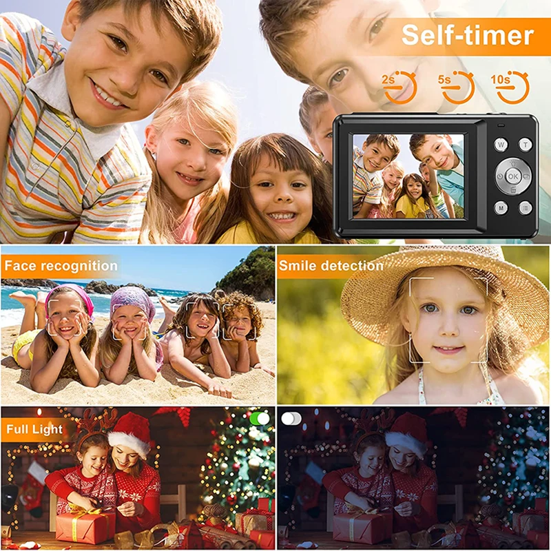 Digital Camera HD 1080P 2.4 Inches Children Camcorder Rechargeable Cameras with 16x Zoom Compact Camera for Kid Adult Beginner