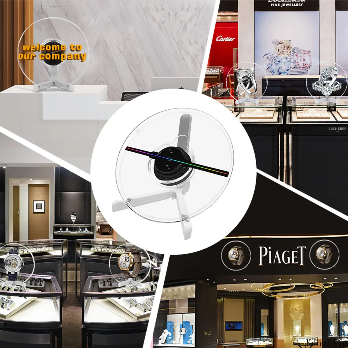 25/32cm 3D Desktop Fan Hologram Projector Logo Projector Commercial Advertising Display With Cover 3D Projector Newest For Bar