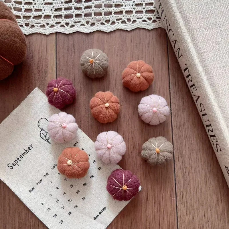 Handmade Fabric Pumpkin DIY Hair Brooch Pin for Kids Shoes Socks Phone Case Bag Clothing Trim Soft Cute