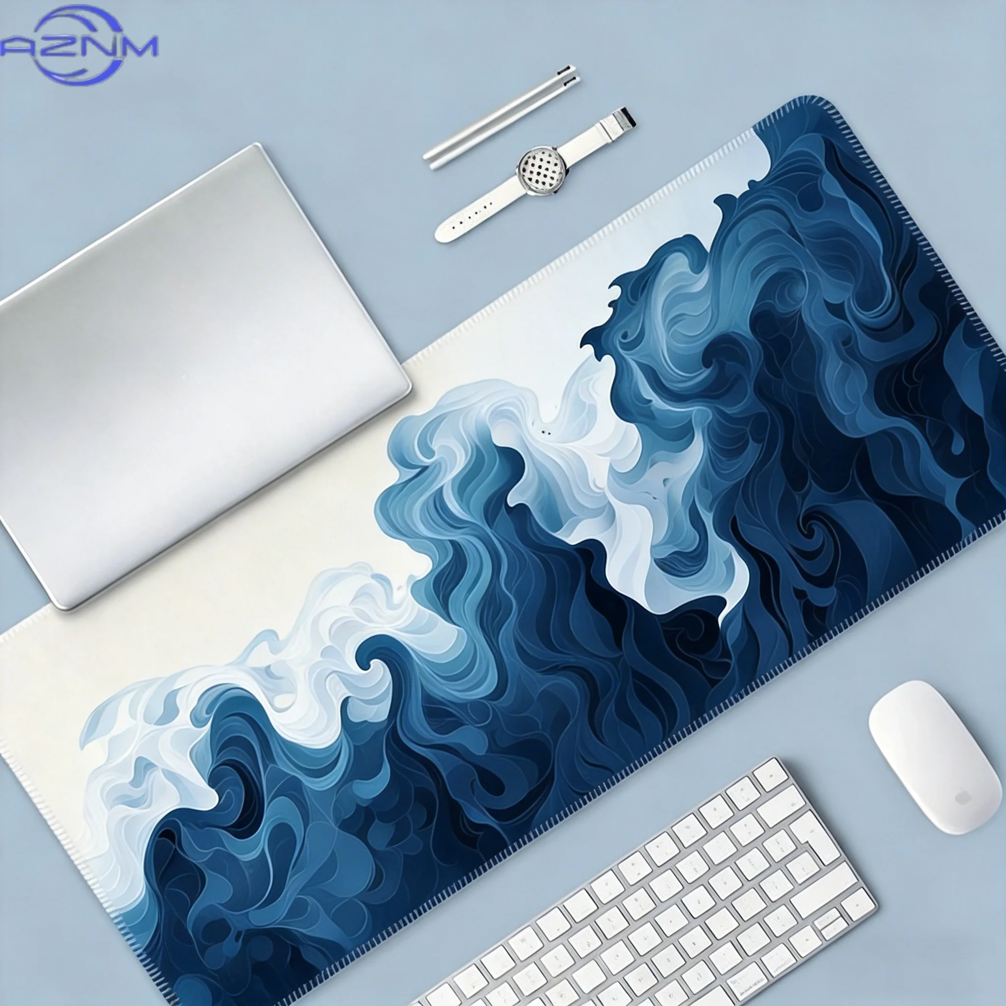 Scenic Landscape Large Mouse Pad, Ocean Airplane Cloud Mountain Starry Sky Non‑Slip Rubber Extended Desk Mat