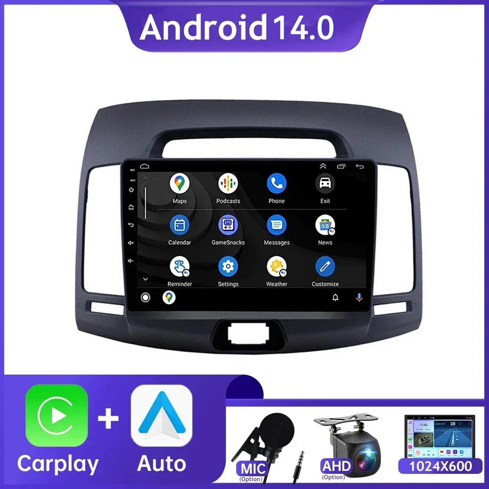 

8+128G Android 14 Car Carplay For Hyundai Elantra Avante 2006 2007- 2012 Stereo Navigation GPS DVD Player Radio wireless Carplay