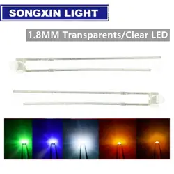 30PCS 1.8 mm LED diode Light White Yellow Red Green Orange Blue Warm white Pink Original color DIP LED Transparents Clear