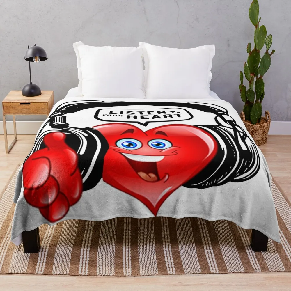 

Listen To Your Heart Throw Blanket Soft Beds Picnic Luxury Brand for sofa Blankets