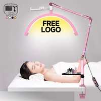 2025 new Custom LOGO 16-inch 24w Half Moon LED Nail Table Facial Bed Clip-on Lamp for Lash Extension Tattoo Eyebrow Manicure