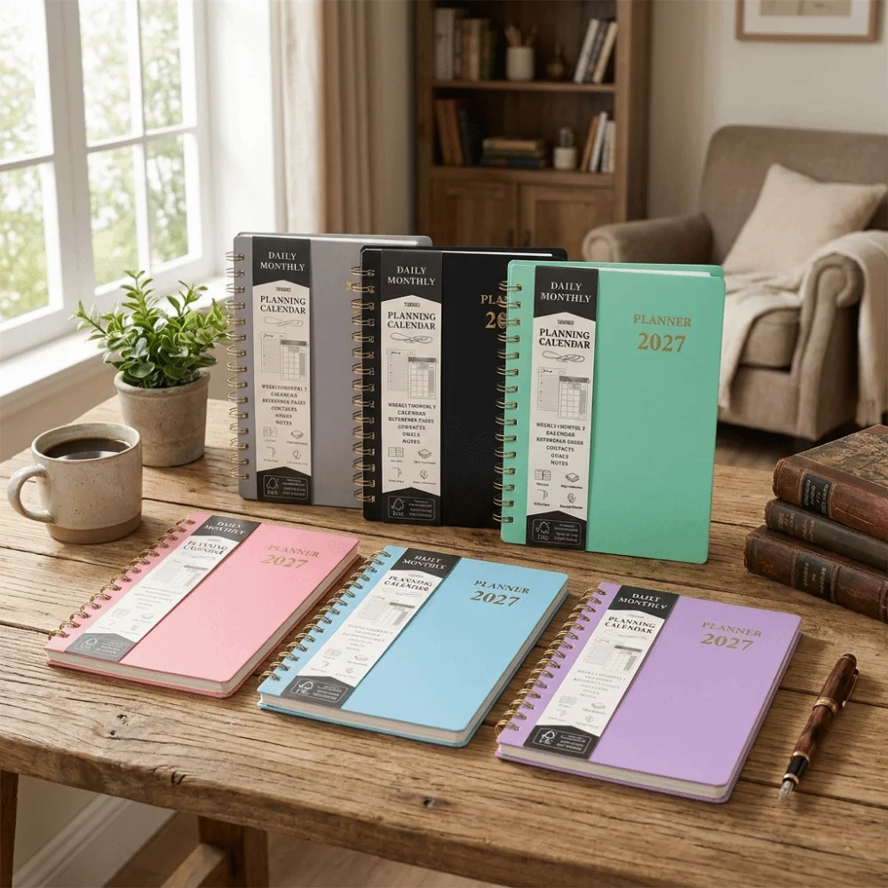 A5 2027 Yearly Planner Notebook Thick Paper Efficiency A5 Agenda Planning Notebook 365 Days Diary Plan Portable