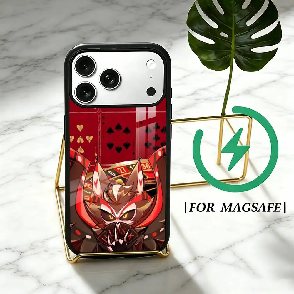H-Husk Hazbin Hotel Graphics Phone Case For iPhone17,16,15,14,13,12,11 Plus,Pro Magnetic with Magsafe Wireless Charging