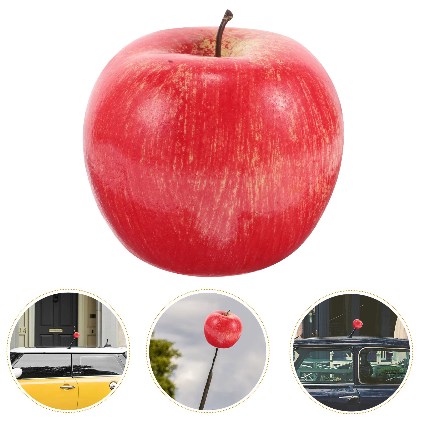 

Cute Apple Ball Car Antenna Toppers Fruit Shaped Roof Decorations Durable Exterior Styling Accessories Apple Decorations