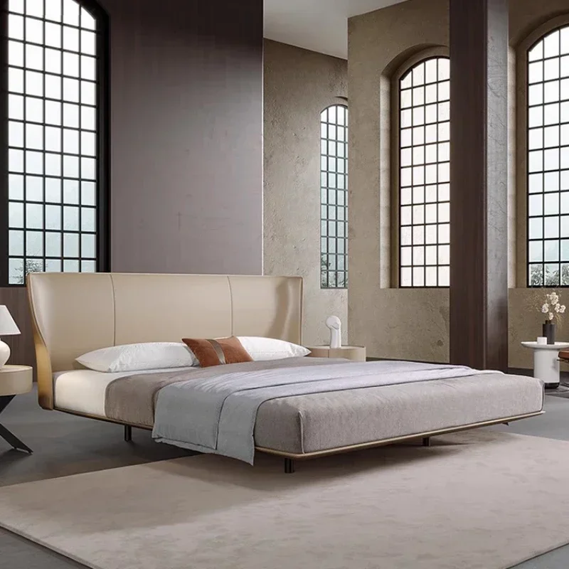 

Элегантная современная двуспальная кровать с высоким изголовьем, каркас для спальни, кровать размера King/Queen/Full с местом для хранения, мебель для дома