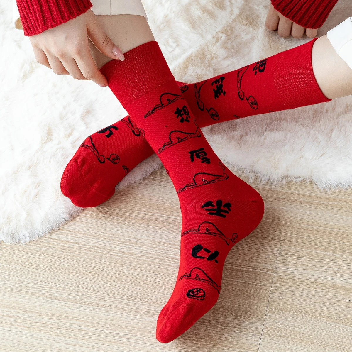 High Waist AB Line Casual Luck Cotton Short School Sanitary Short Socks Thick Jogging Sleep Hip Hop Retro Women Cool Stuff