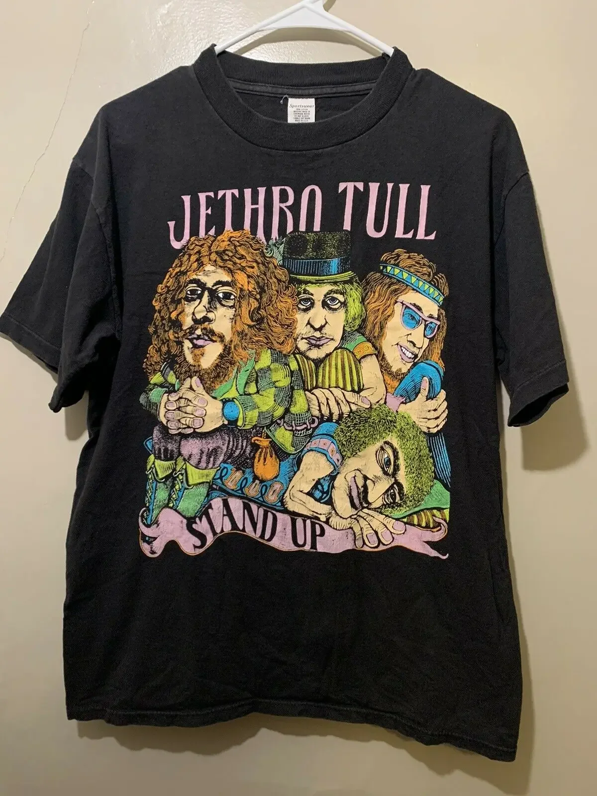 Rare Vintage JETHRO TULL STAND UP ALBUM COVER Black T-shirt Large 1969 USA Made