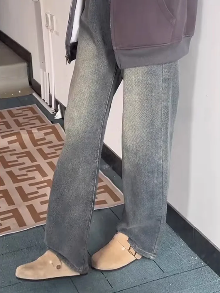 

Slim Fit Straight Leg Men's Jeans Starry Pattern Waed Denim Pants Trendy Workwear Long Trousers Youthful Cotton Blend