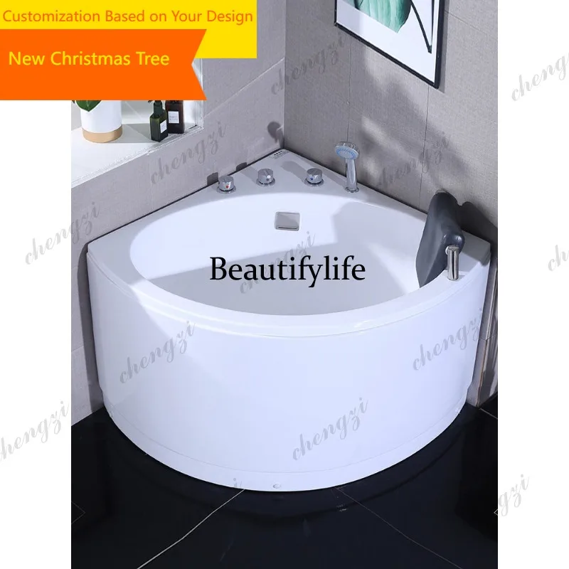 M45 Super deep acrylic bathtub triangular fan bathtub independent small apartment bath tub