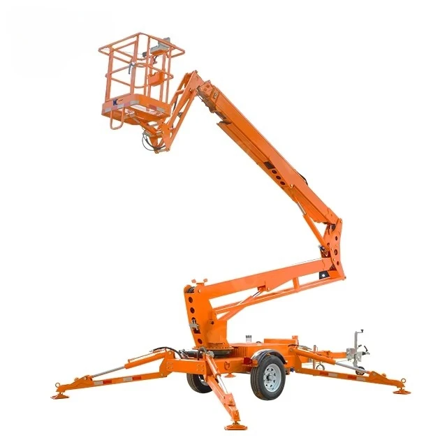 CE Certified Hydraulic Articulated Towable Boom Lift Cherry Picker For Towing