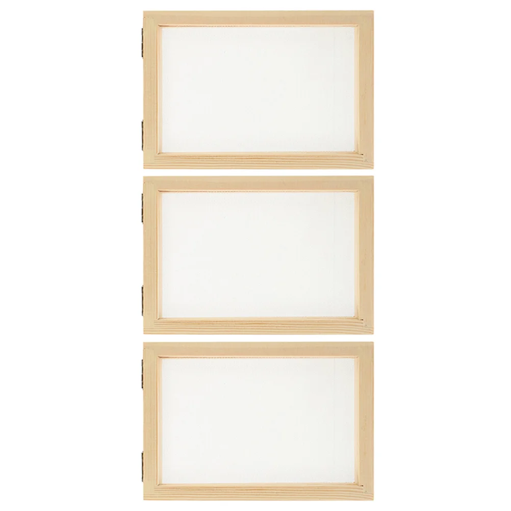 

3 Pcs Wood Picture Frame Material Package Diy Kit Paper Making Moulds Wooden