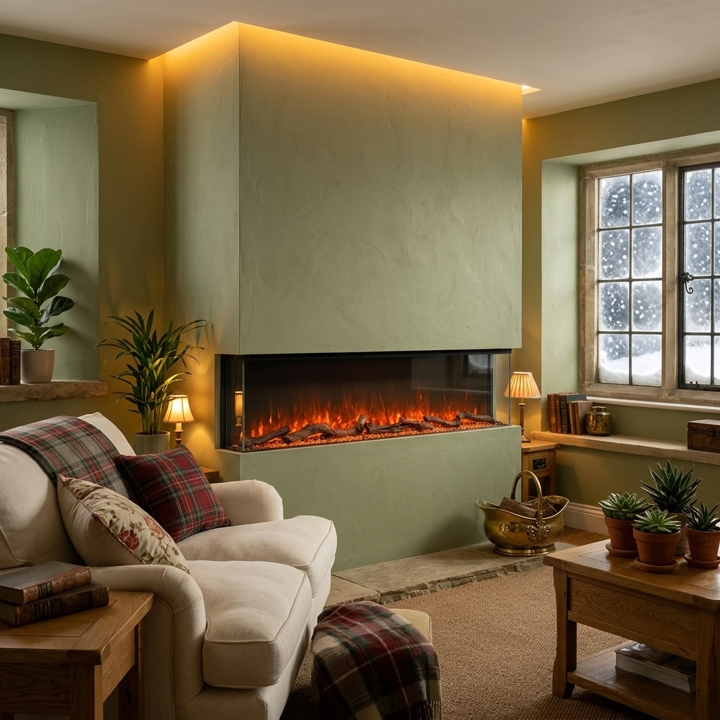 Custom 40-100inch Wall Insert Electric Fireplace With Realistic Flame Indoor 3 Sided View Electric Heater ETL/CE/UKCA/IEC Certif
