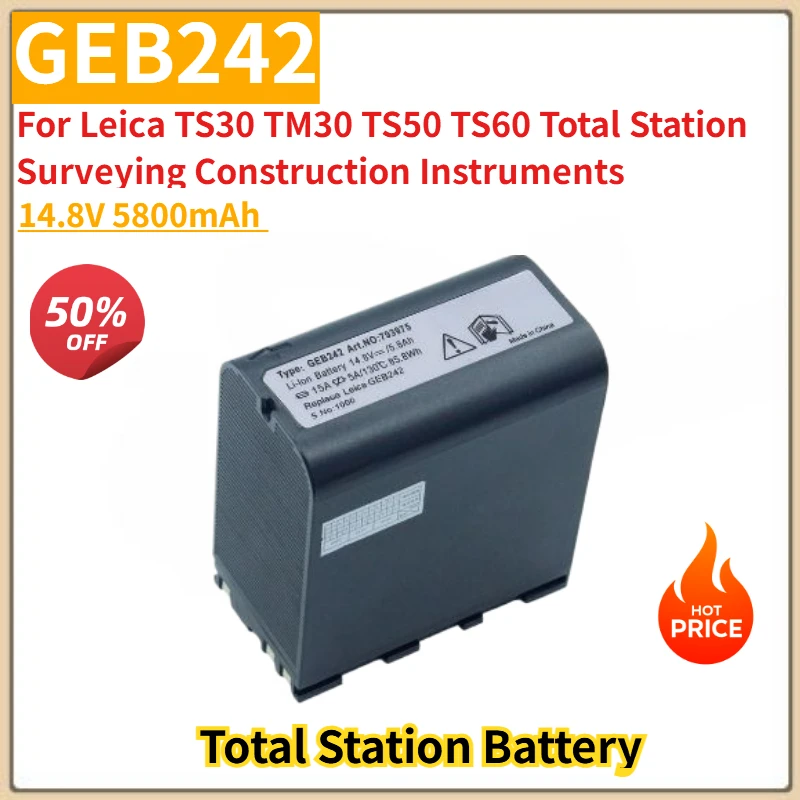 

High Quality Battery GEB242 14.8V 5800mAh for Leica TS50 TS30 TM30 TS60 Total Station Surveying Construction Instruments