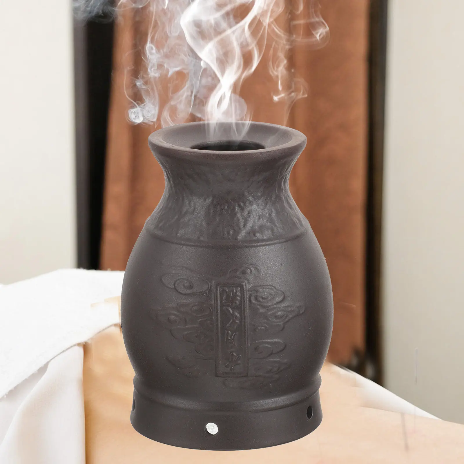 1Set Ceramic Moxibustion Cup Safe Heat Insulation Household Moxibustion Pot Portable Massage Pot for Body Health