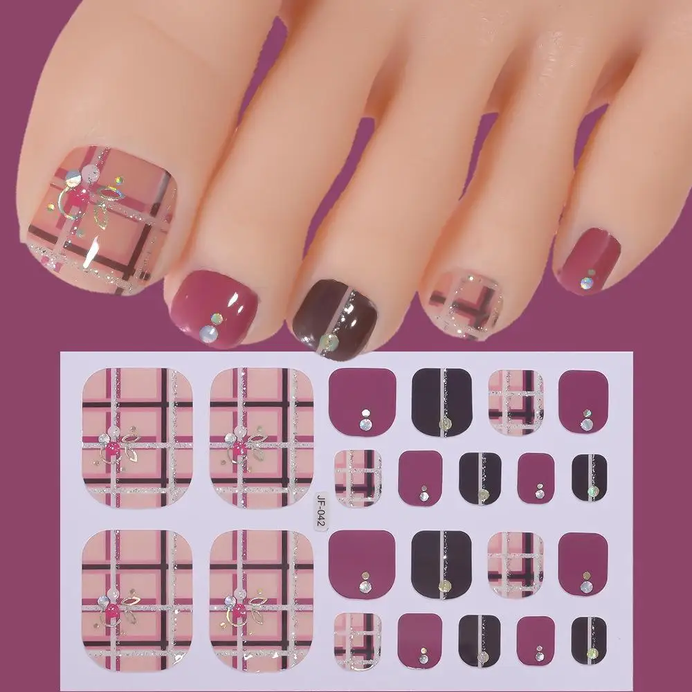 22 チップ/シート グリッター足爪ステッカー キラキラフルラップ 夏のプールやビーチ用 ネイルアートや装飾ネイルデカール用