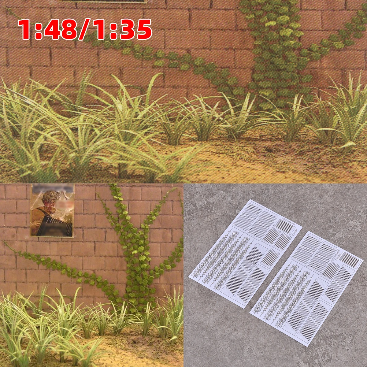 Kit de maquetas a escala: Plantas, arbustos, hierbas, plantas trepadoras, hiedra de Boston, maleza, tarroja, modelos de dioramas para mesa de arena 1/32 1:35 1/48